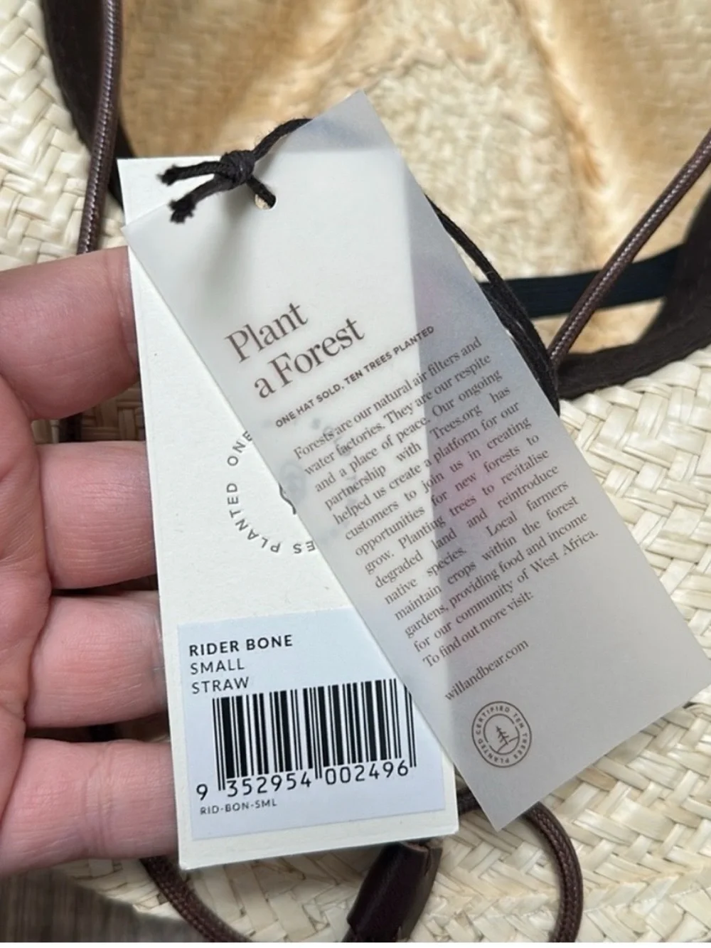 NWT Will + Bear bone straw hat sz small - Picture 9 of 10